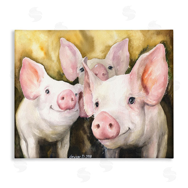 stupell industries George Dyachenko | Baby Pigs on Yellow