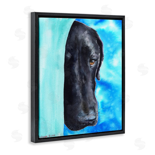 Stupell Industries George Dyachenko | Bashful Labrador Dog Portrait Vibrant Blue