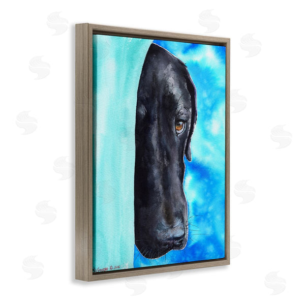 Stupell Industries George Dyachenko | Bashful Labrador Dog Portrait Vibrant Blue
