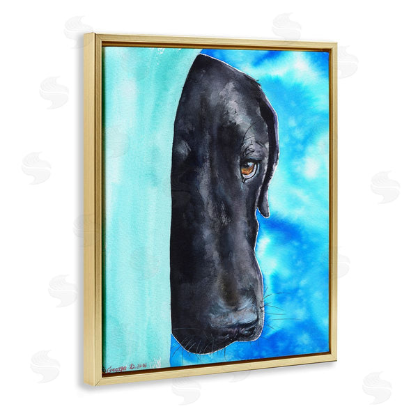 Stupell Industries George Dyachenko | Bashful Labrador Dog Portrait Vibrant Blue