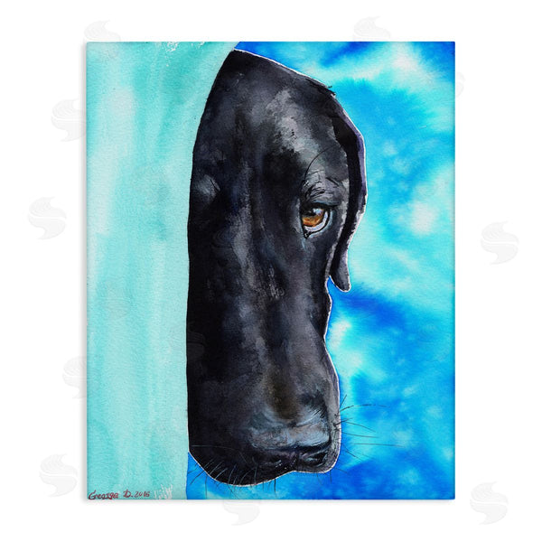 stupell industries George Dyachenko | Bashful Labrador Dog Portrait Vibrant Blue