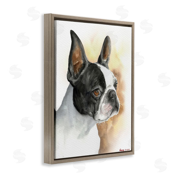 Stupell Industries George Dyachenko | Boston Terrier Pet Dog Portrait Black Brown