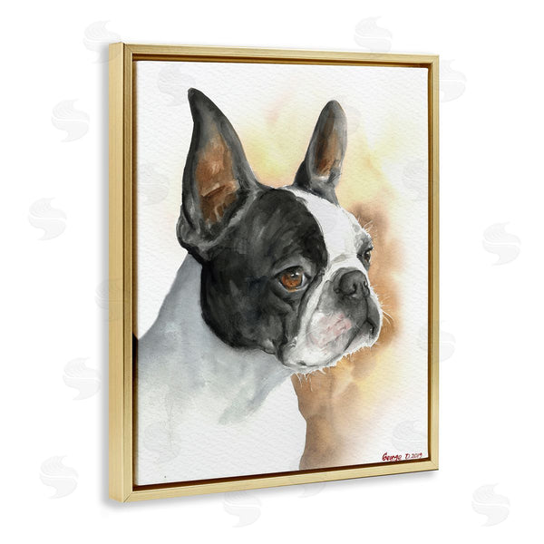 Stupell Industries George Dyachenko | Boston Terrier Pet Dog Portrait Black Brown