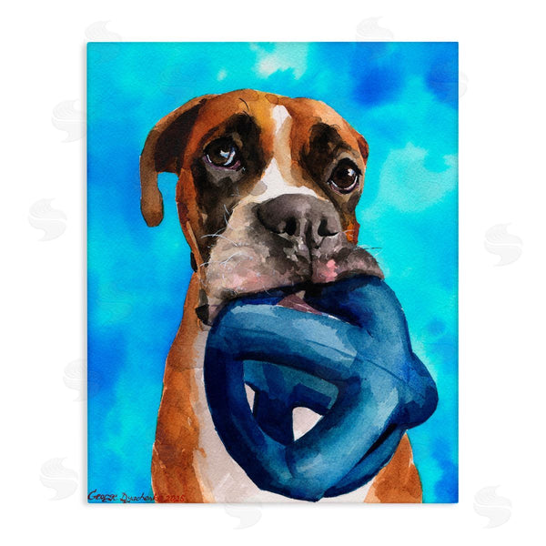 stupell industries George Dyachenko | Boxer and His Toy Blue Wall Art
