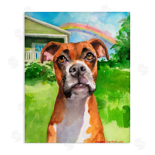 stupell industries George Dyachenko | Boxer and Rainbow Portrait Wall Art