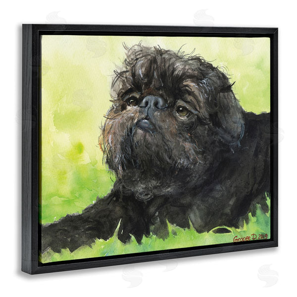 Stupell Industries George Dyachenko | Brussel Griffon Pet Dog Portrait Green Black