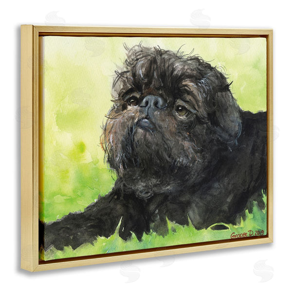 Stupell Industries George Dyachenko | Brussel Griffon Pet Dog Portrait Green Black