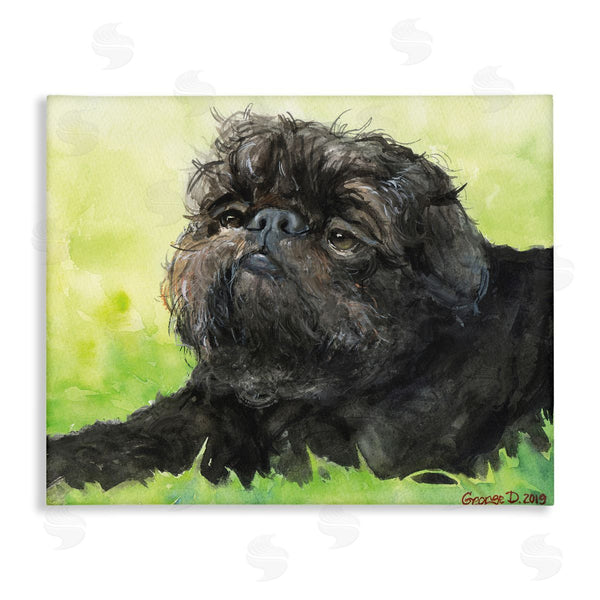 stupell industries George Dyachenko | Brussel Griffon Pet Dog Portrait Green Black