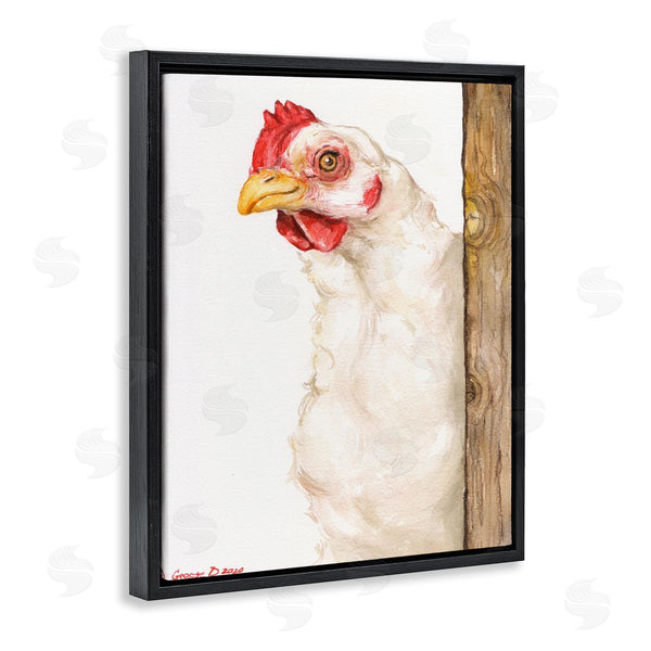 Stupell Industries George Dyachenko | Chicken Behind Fence Farm Animal Portrait Wall Art