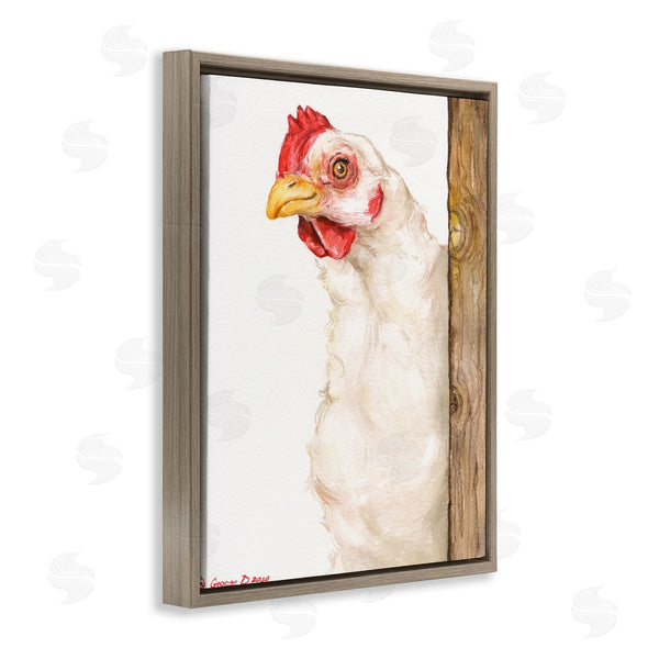 Stupell Industries George Dyachenko | Chicken Behind Fence Farm Animal Portrait Wall Art