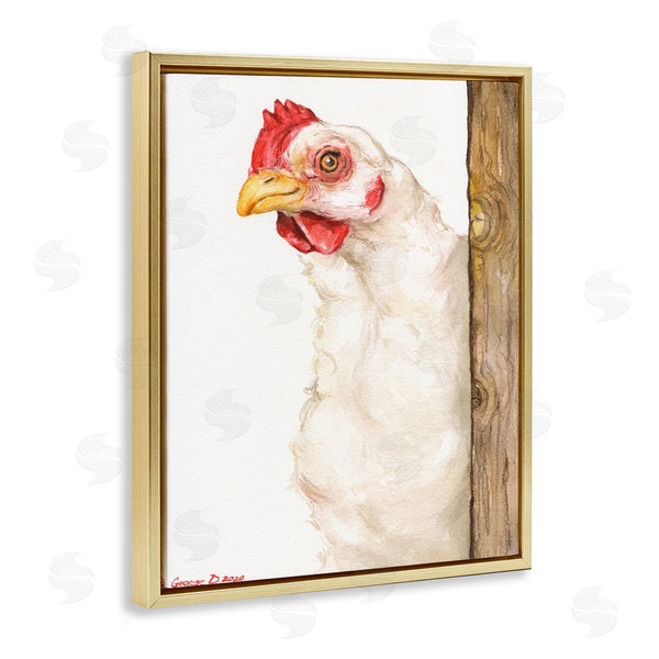 Stupell Industries George Dyachenko | Chicken Behind Fence Farm Animal Portrait Wall Art