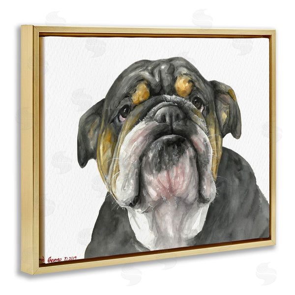 Stupell Industries George Dyachenko | Chubby Bulldog Portrait Old Dog Charm Black Brown Wall Art