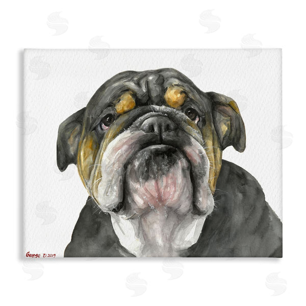 stupell industries George Dyachenko | Chubby Bulldog Portrait Old Dog Charm Black Brown Wall Art