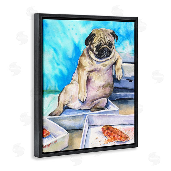 Stupell Industries George Dyachenko | Chubby Pug Dog With Pizza Boxes Pet Portrait Wall Art