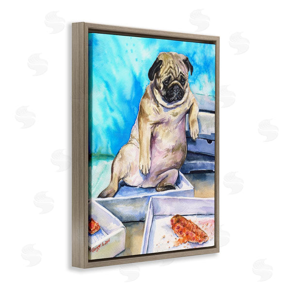 Stupell Industries George Dyachenko | Chubby Pug Dog With Pizza Boxes Pet Portrait Wall Art