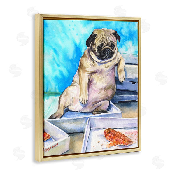 Stupell Industries George Dyachenko | Chubby Pug Dog With Pizza Boxes Pet Portrait Wall Art
