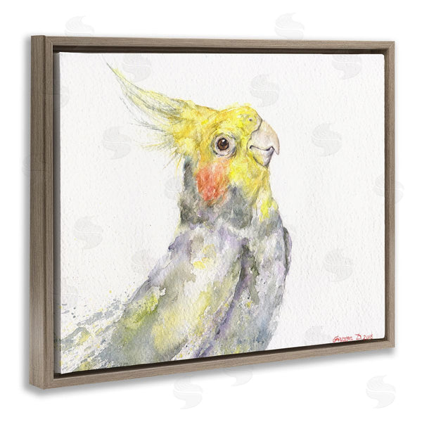 Stupell Industries George Dyachenko | Cockatiel Bird Portrait Tropical Yellow Grey Pet