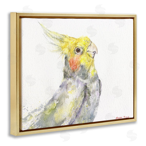 Stupell Industries George Dyachenko | Cockatiel Bird Portrait Tropical Yellow Grey Pet