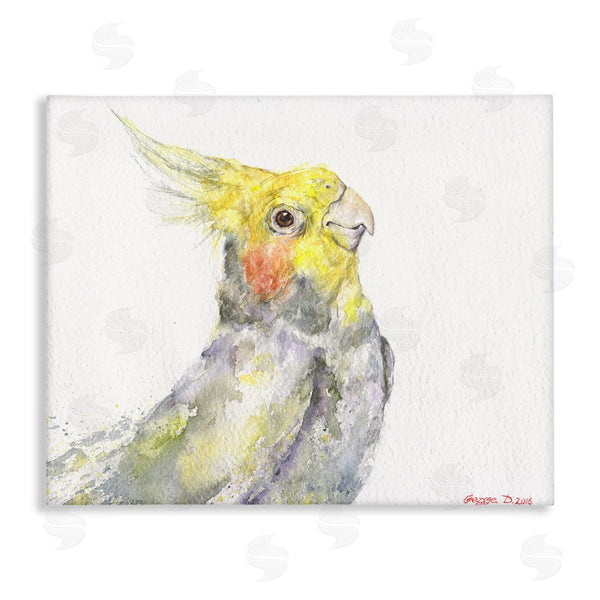 stupell industries George Dyachenko | Cockatiel Bird Portrait Tropical Yellow Grey Pet