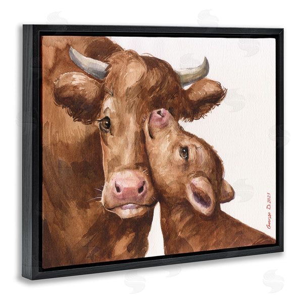 Stupell Industries George Dyachenko | Compassionate Cattle Mother & Baby Cuddle Rural Farmland Wall Art