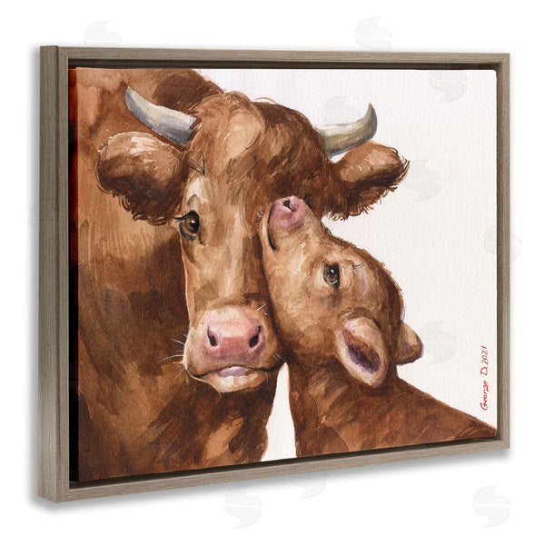 Stupell Industries George Dyachenko | Compassionate Cattle Mother & Baby Cuddle Rural Farmland Wall Art