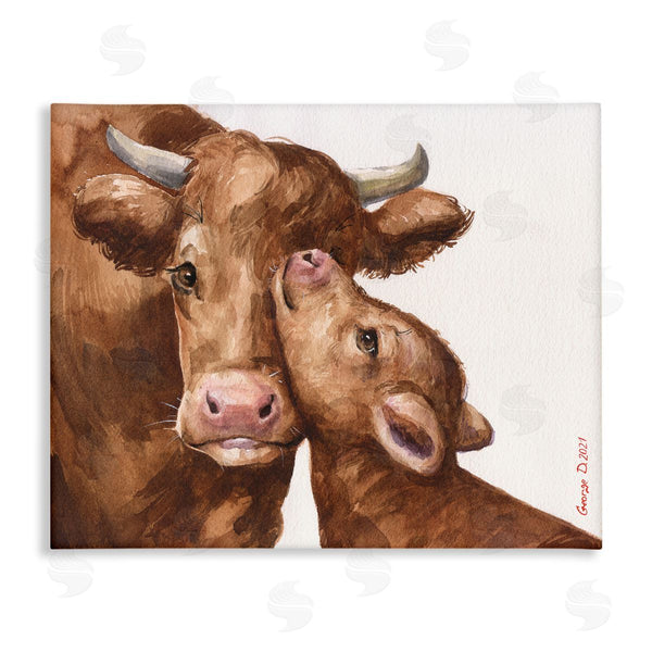 stupell industries George Dyachenko | Compassionate Cattle Mother & Baby Cuddle Rural Farmland Wall Art