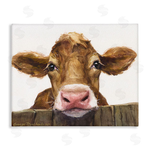 stupell industries George Dyachenko | Cow Resting on Fence Wall Art