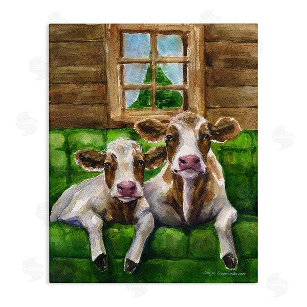 stupell industries George Dyachenko | Cows in Barn Cabin Wall Art