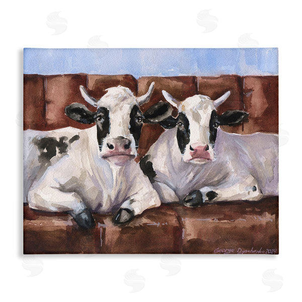 stupell industries George Dyachenko | Cows on Farmhouse Couch Wall Art