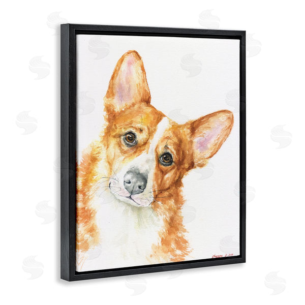 Stupell Industries George Dyachenko | Curious Corgi Dog Portrait Soft Brown Watercolor