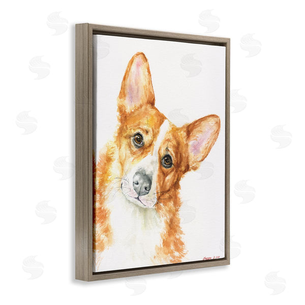 Stupell Industries George Dyachenko | Curious Corgi Dog Portrait Soft Brown Watercolor