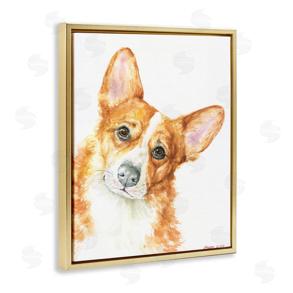 Stupell Industries George Dyachenko | Curious Corgi Dog Portrait Soft Brown Watercolor