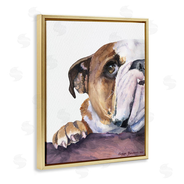 Stupell Industries George Dyachenko | Curious English Bulldog Gaze Pet Dog Portrait