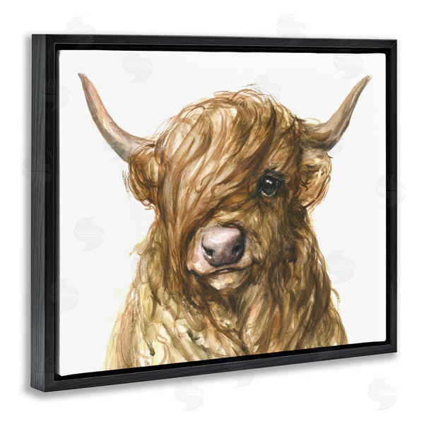 Stupell Industries George Dyachenko | Curly Hair Highland Cow Baby Cattle Portrait
