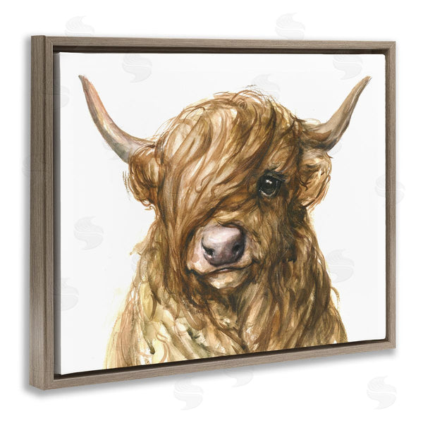 Stupell Industries George Dyachenko | Curly Hair Highland Cow Baby Cattle Portrait