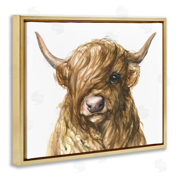 Stupell Industries George Dyachenko | Curly Hair Highland Cow Baby Cattle Portrait