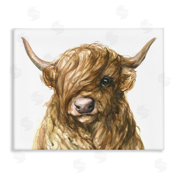 stupell industries George Dyachenko | Curly Hair Highland Cow Baby Cattle Portrait