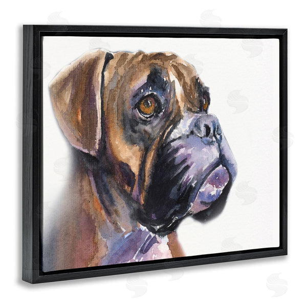 Stupell Industries George Dyachenko | Cute Boxer Dog Pet Portrait Minimal Brown