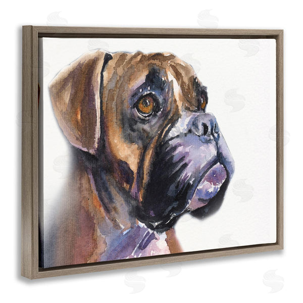 Stupell Industries George Dyachenko | Cute Boxer Dog Pet Portrait Minimal Brown
