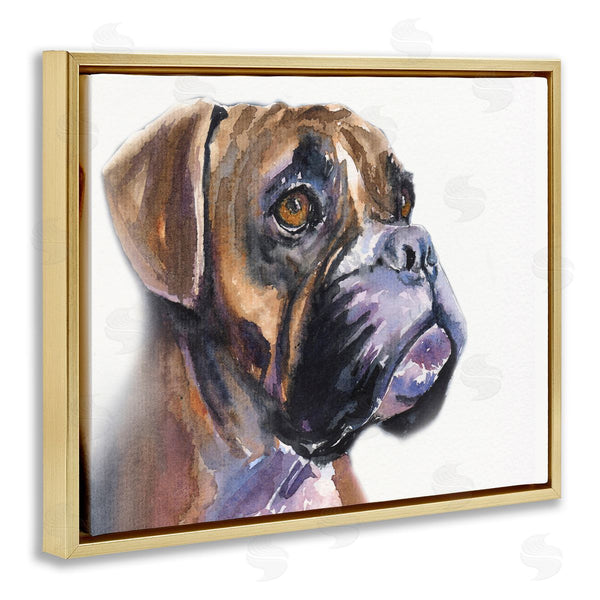 Stupell Industries George Dyachenko | Cute Boxer Dog Pet Portrait Minimal Brown