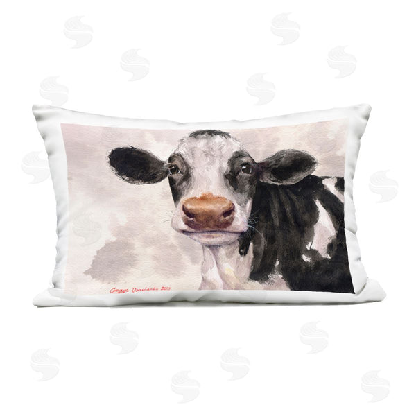 Stupell Industries George Dyachenko | Cute Cow With Abstract Background Printed Throw Pillow
