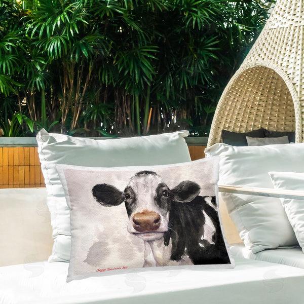 Stupell Industries George Dyachenko | Cute Cow With Abstract Background Printed Throw Pillow