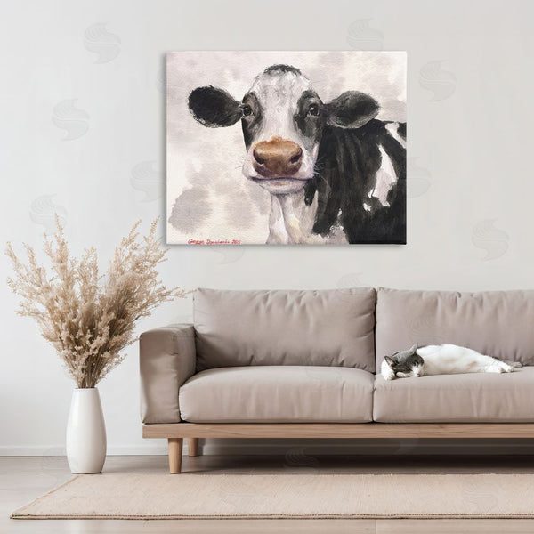 Stupell Industries George Dyachenko | Cute Cow With Abstract Background Wall Art