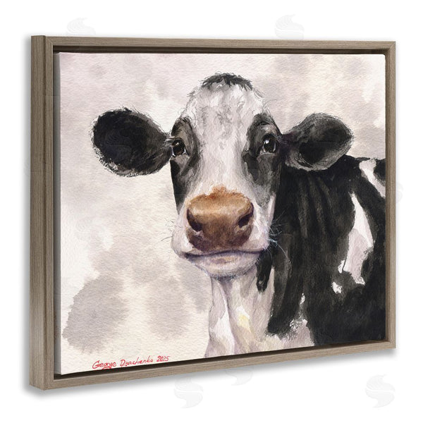 Stupell Industries George Dyachenko | Cute Cow With Abstract Background Wall Art