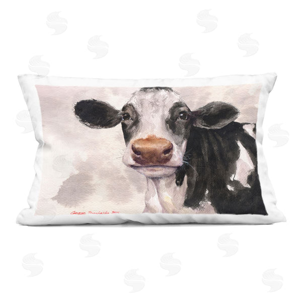 stupell industries George Dyachenko | Cute Cow with Abstract Background Printed Throw Pillow