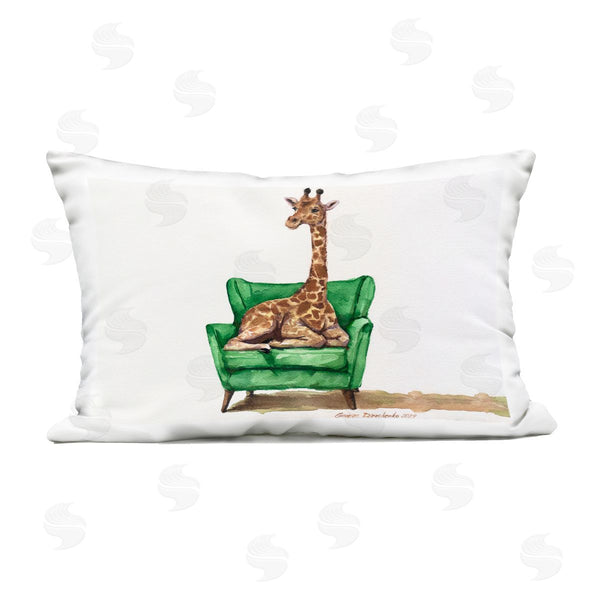 Stupell Industries George Dyachenko | Cute Giraffe On Green Chair Printed Throw Pillow