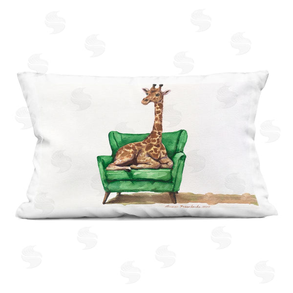 stupell industries George Dyachenko | Cute Giraffe on Green Chair Printed Throw Pillow