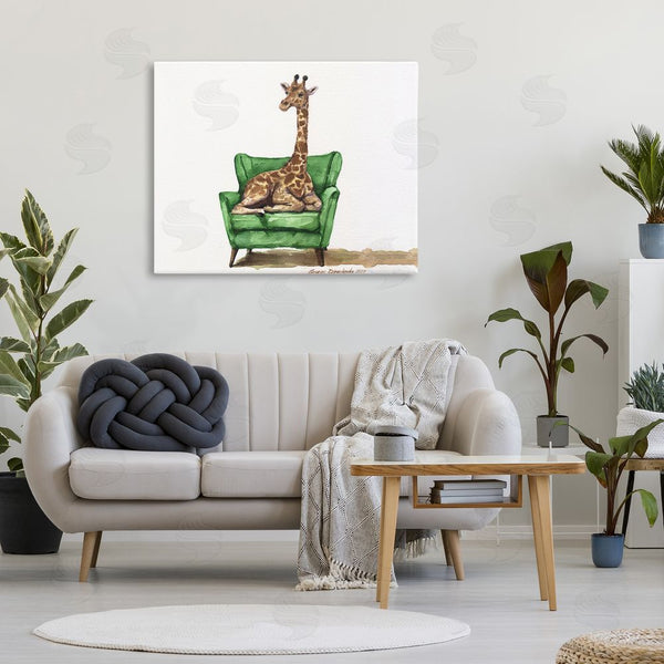 Stupell Industries George Dyachenko | Cute Giraffe On Green Chair Wall Art