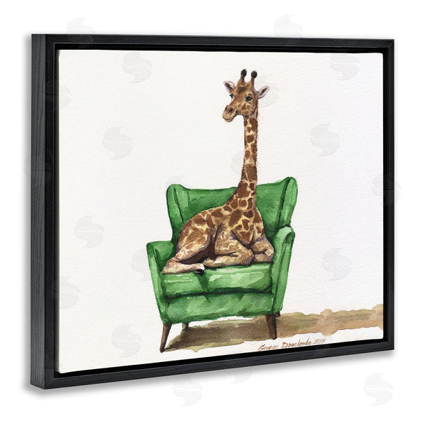 Stupell Industries George Dyachenko | Cute Giraffe On Green Chair Wall Art