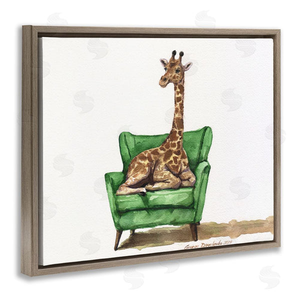 Stupell Industries George Dyachenko | Cute Giraffe On Green Chair Wall Art